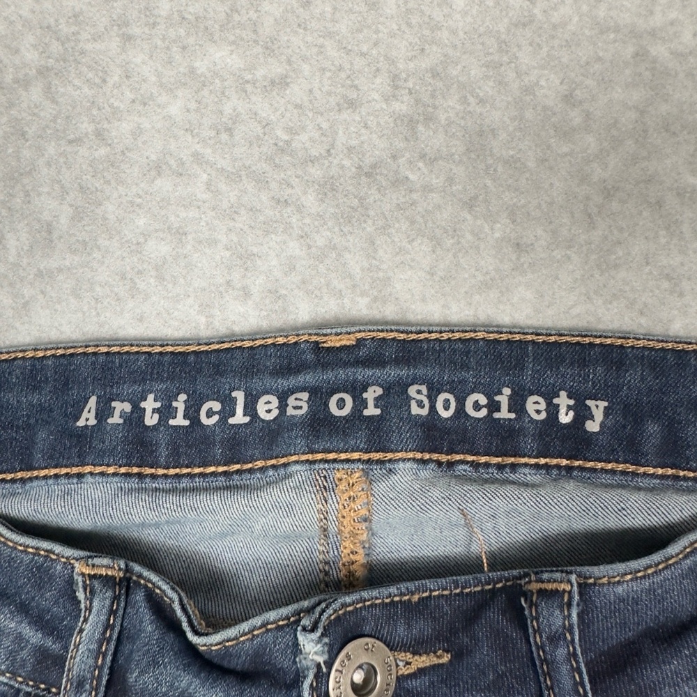 Articles Of Society‎ Jeans Womens 26 Skinny Dark Wash Frayed Hem Blue Denim - Picture 4 of 14